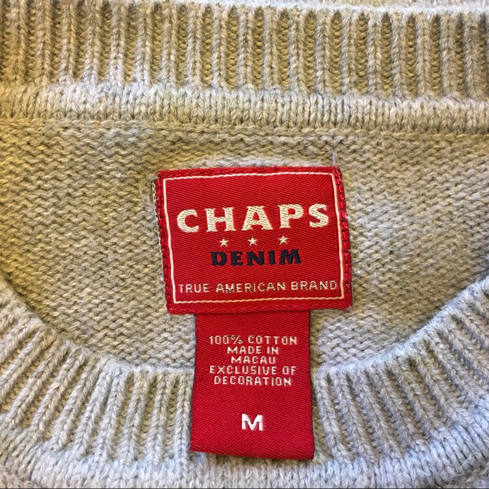 Chaps Size Medium Knit Sweater Pullover Denim Cot… - image 8
